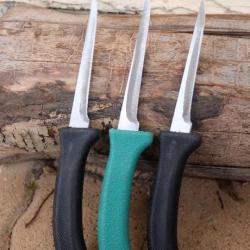 Lot de 3 Couteau de Boucher Abattoir Cuisine Lame Acier Inox 220HC Manche ABS Professionnel