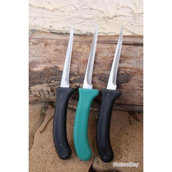 Lot de 3 Couteau de Boucher Abattoir Cuisine Lame Acier Inox 220HC Manche ABS Professionnel