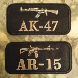 Lot de deux patchs thermocollants AK47 et AR15 neufs airsoft tir armes LIVRAISON GRATUITE