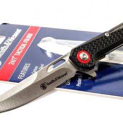 Couteau Pliant Smith&Wesson Tactical Lame High Carbon Inox Manche Polymère Noir EDC Survie