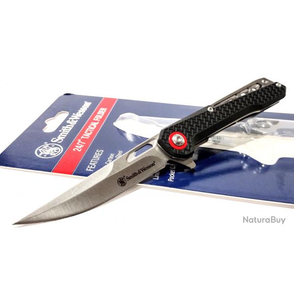 Couteau Pliant Smith&Wesson Tactical Lame High Carbon Inox Manche Polymre Noir EDC Survie