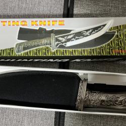 Couteau de chasse décoratif en acier inoxydable, lame légèrement tranchante, avec étui et boîte