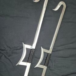 Paire de sabres chinois - Hook Swords / Shuang Gou - acier inox tranchant