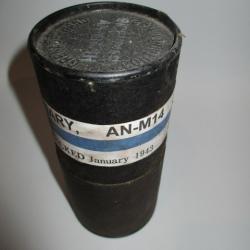 Très rare container pour grenade incendiaire AN-M14 US WWII, daté 1943