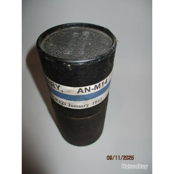 Trs rare container pour grenade incendiaire AN-M14 US WWII, dat 1943