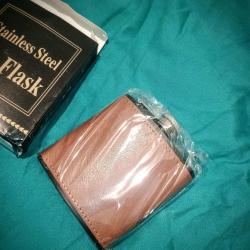 Flasque &agrave; whisky en inox et simili cuir 180ml