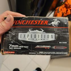 Munitions, winchester. Expédition big game 7 mm rem mag 160 grain