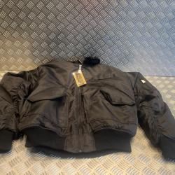veste bombers mil-tec cwu col en fourrure noir neuf taille xxl