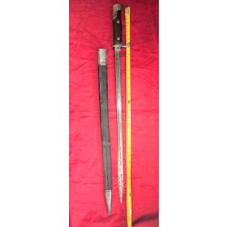 Baïonnette longue 65cm , s 1898 C.G. HAENEL SUHL ( saxe) avec fourreau cuir du 109 R badois