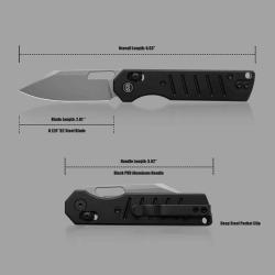 Couteau Miguron Gatov Lame Acier D2 Manche Aluminium Noir Cross-bar Lock MGR822ABK