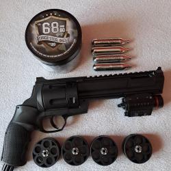 révolver HDR68 umarex T4E 16 joules+lampe tactique laser+4 barillets+rubber steel balls+4 co2