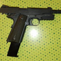 Colt 1911 blackened airsoft cybergun rail gun CO2