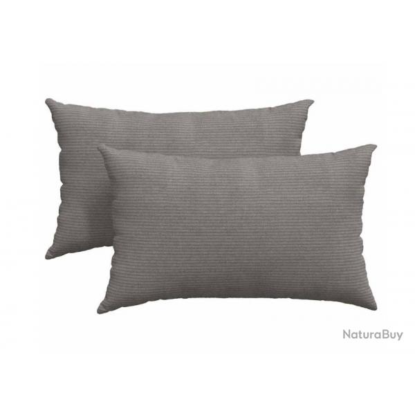 Coussins canap velours ctel gris clair 50x30 cm housses amovibles