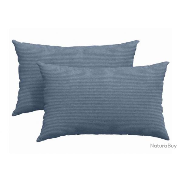 Coussins canap velours ctel bleu 50x30 cm housses amovibles