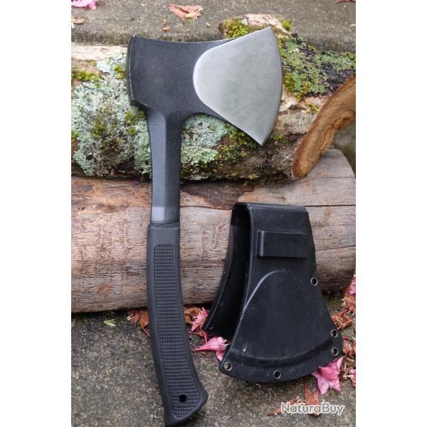 Hache Hachette Campsite Axe Lame Acier Carbone 1055 Manche Black Abs Etui Nylon Rigide Camping 001
