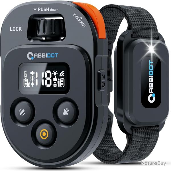 Collier de Dressage E-clicker 178 Niveaux Porte 3.2 Km 5 Modes 3 Modes Lumire tanche IPX7 Noir