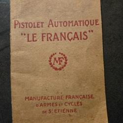 Manufrance française manuel officiel Pistolet automatique le Français
