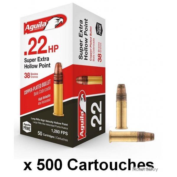 AGUILA 22lr Super Extra "Cuivre Pointe Creuse" /500 + AGUILA 22lr Super Extra "Grande Vitesse" /50