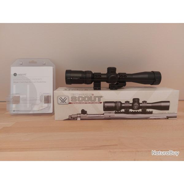 LUNETTE VORTEX CROSSFIRE II SCOUT 2-7x32 + COLLIERS HAWKE