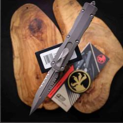 Couteau OTF Microtech Dirac D/E Apocalyptic Part Serrate Acier Bohler M390 Manche Alu USA MCT22511AP