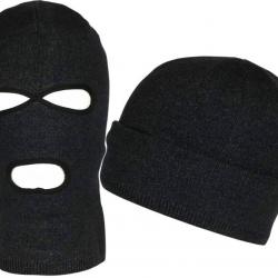 Bonnet Cagoule Gris Foncé Trois Trous en Laine Douce et Chaude Ryder Taille unique Gris