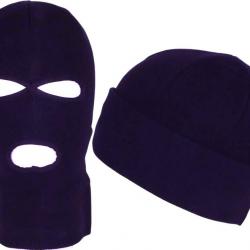 Bonnet Cagoule Bleue Trois Trous en Laine Douce et Chaude Ryder Taille unique Bleu