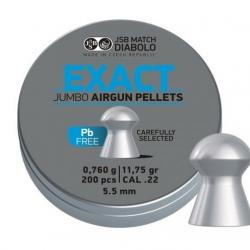 Plombs air comprimé JSB cal.5.5  jumbo exact lead free 11.75gr 0.760g par 1000 (5 boites de 200)