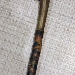 Canne de Bagnard XIXe - Rondelles de papier sur &acirc;me de fer - manche bois ju