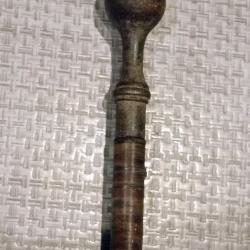 Canne de Bagnard XIXe - Rondelles de papier sur &acirc;me de fer - manche boule fonte de fer