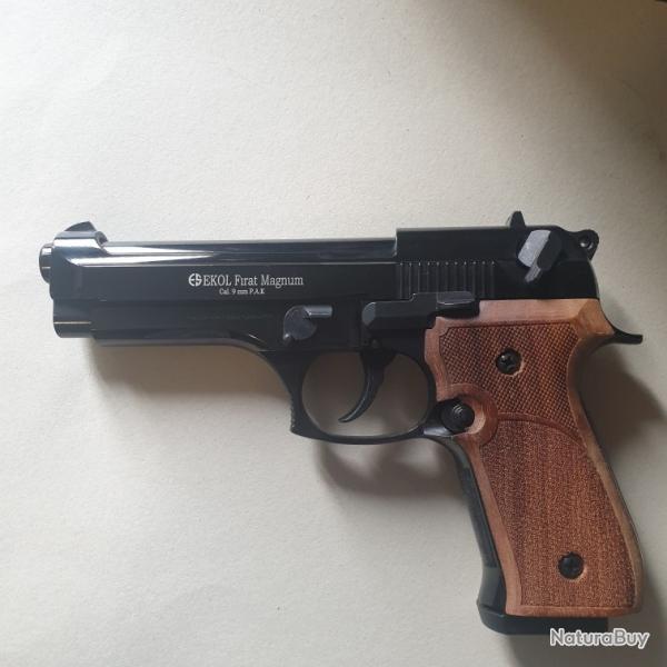 Pistolet EKOL Firat Magnum Noir 9mm PAK - Crosse Bois