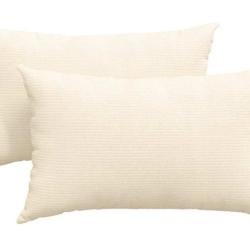 Coussins canapé velours côtelé crème 50x30 cm lot 2