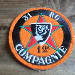 &eacute;cusson brod&eacute;e 31 RG r&eacute;giment g&eacute;nie 12&deg; compagnie