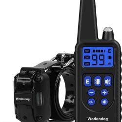 Collier de Dressage pour Chien Portée 1000m Vibration Son Choc Statique et Lumière IP67 Etanche Noir