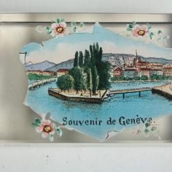 Presse-papier verre émaillé Souvenir de Genève