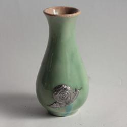 Vase céramique et étain Escargot Mougin Art Nouveau