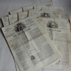 Lot 11 pages Ancien Journal Le Charivari Août 1840
