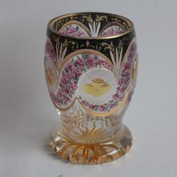 Gobelet cristal taillé émaillé Fleurs Bohème