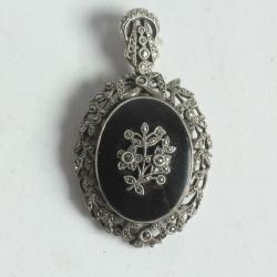 Broche Pendentif argent et marcassites XIXe siècle