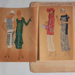 Estampe Pochoir Mode robe Maison Crépatte & Strauss 1930 Art Déco