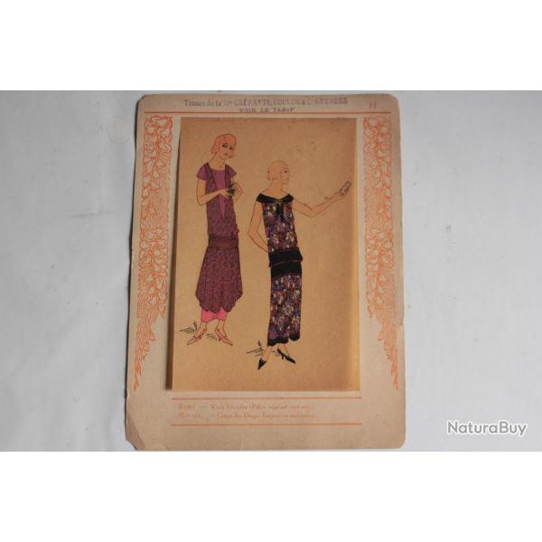 Estampe Pochoir Mode robe Maison Crpatte & Strauss 1930 Art Dco