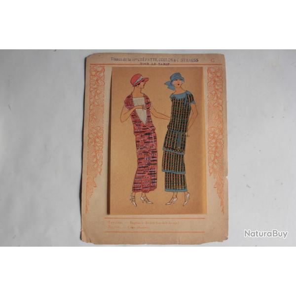 Estampe Pochoir sur claque Mode robe Maison Crpatte & Strauss 1930