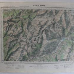 Ancienne Carte IGN Bourg St Maurice 1/50000 type 1922