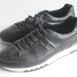 HERMES Chaussures baskets Trail cuir noir homme T43