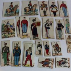 Lot de 25 images sur carton EPINAL soldats cavalier militaria