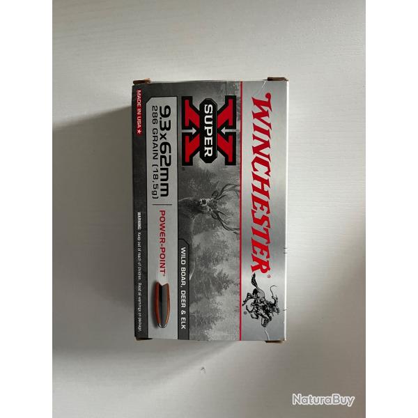 Balles Winchester Power-point Cal 9.3*62 286 gr