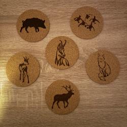 6x Dessous de verre motif au choix sanglier chevreuil cerf chamois renard canard. A7