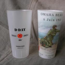 WW2/POST FRANCE 2 VERRES EN PLASTIQUE COMM&Eacute;MORATION DU D&Eacute;BARQUEMENT DE NORMANDIE 55 CL be