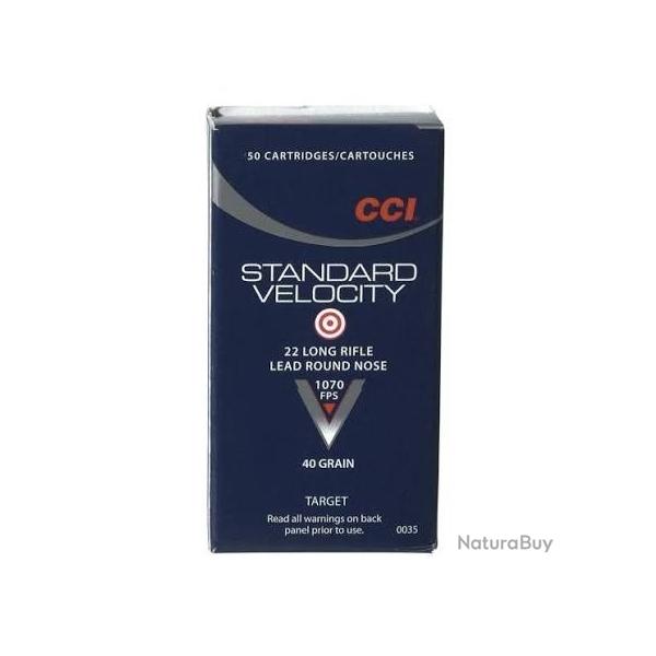 CCI STANDARD VELOCITY CAL. .22 LR LRN TTE PLOMB RONDE 40GR 2,59 G BTE 50  X 15.000 Boites