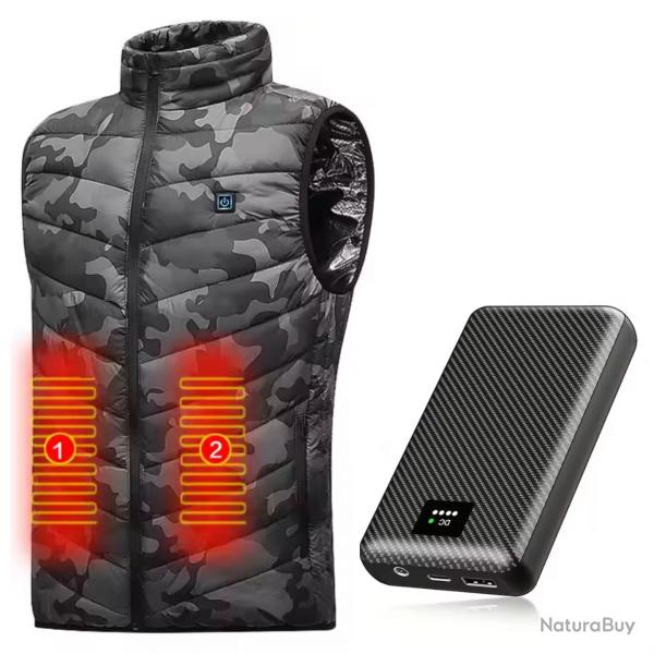 Veste chauffante camouflage d'hiver lectrique pour homme + batterie 30000 mAh