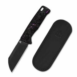 Couteau Fixe QSP Knife Baby Penguin Lame Acier 14C28N Manche FCarbone Violet Etui Cuir QS130BPE2
